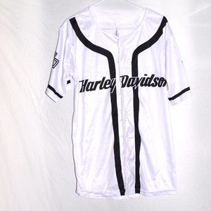 Harley-Davidson White and Black Baseball-Style Jersey